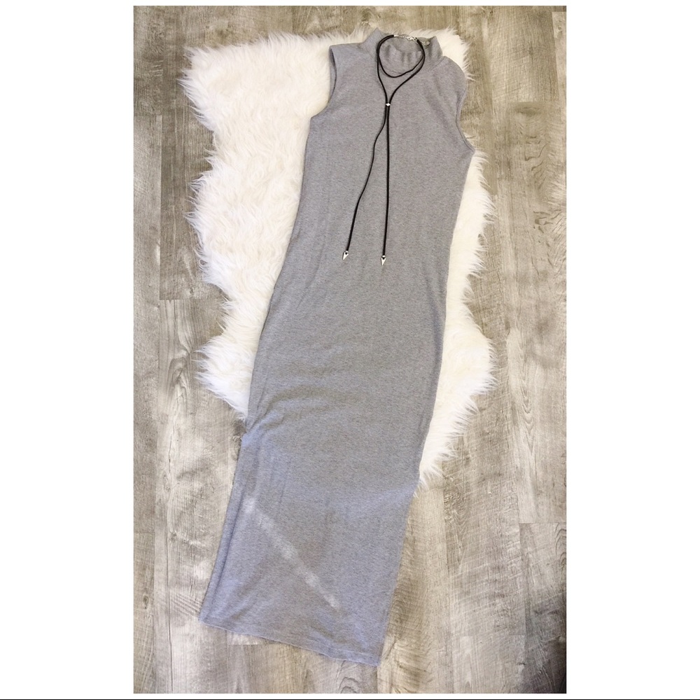 Lila Rose Grey Maxi Bodycon Turtleneck Dress BOGO